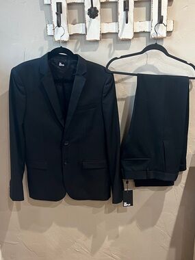 The Kooples Black Two-Piece Suit - Wool Blazer & Trousers. French 48, US Med NWT